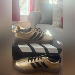NWT Adidas Women’s Metallic Gold and Black Sneakers